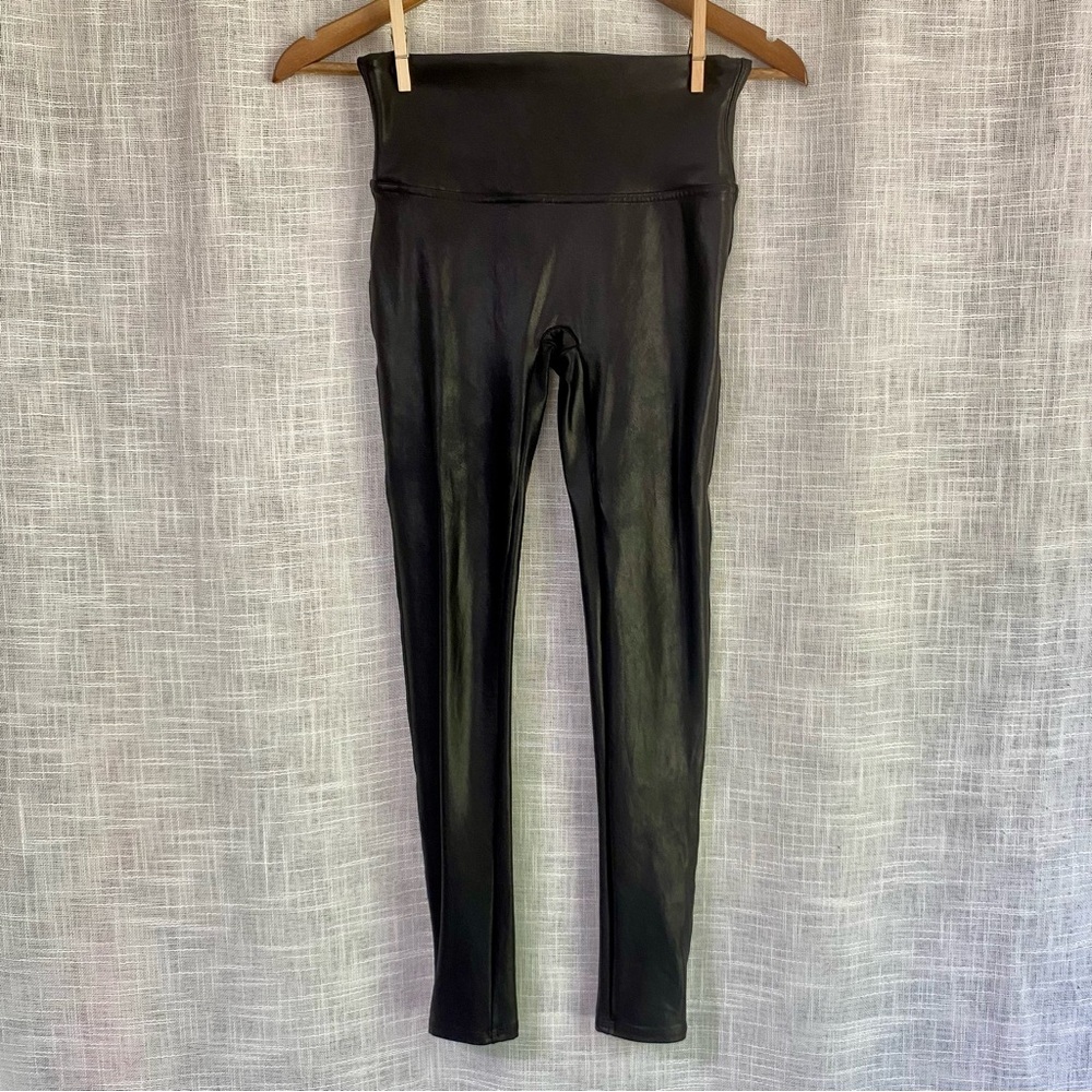 SPANX Black Faux Leather High-Waist Leggings